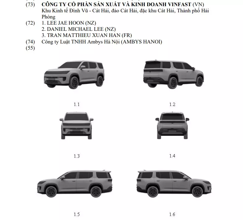 VinFast đăng ký bảo hộ kiểu dáng công nghiệp cho mẫu SUV cỡ lớn mới, nhiều khả năng là VF 9 - Ảnh 3. VinFast đăng ký bảo hộ kiểu dáng công nghiệp cho mẫu SUV cỡ lớn mới, nhiều khả năng là VF 9 - Ảnh 3.